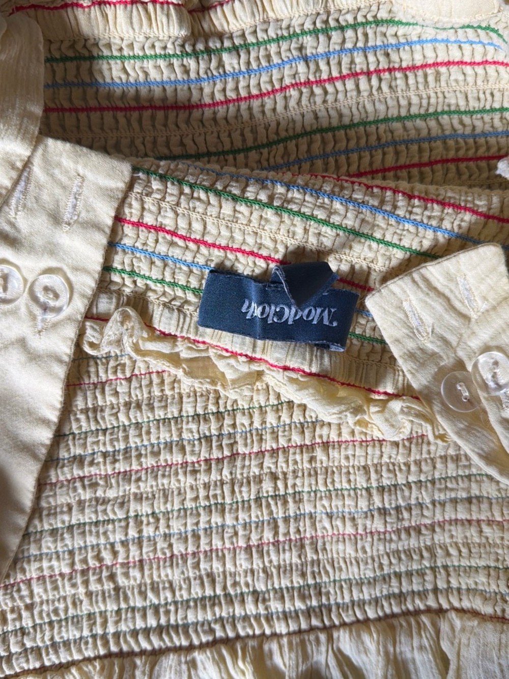 Modcloth Cream Smocked Ruffle Tank Top - Picture 4 of 4